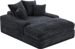 Sofa tapicerowana, szara sofa sztruksowa z oparciem i poduszkami - do salonu i sypialni