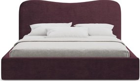 Ciemnofioletowe tapicerowane łóżko dwuosobowe ze schowkiem ze stelażem 180x200 cm Kahai – Makamii