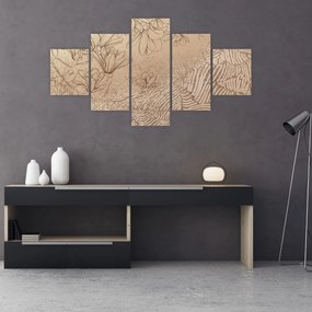Obraz - Rysowane kwiaty (125x70 cm)
