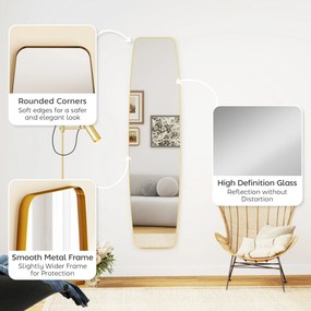 HOMCOM Lustro ścienne, lustro z ramą metalową, dekoracyjne wiszące lustro do przedpokoju, 160 x 40 x 3 cm, złote | Aosom PL