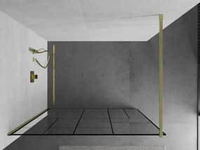 Mexen Kioto ścianka prysznicowa Walk-in 80 x 200 cm, czarny wzór 8 mm, złota szczotkowana - 800-080-101-55-78