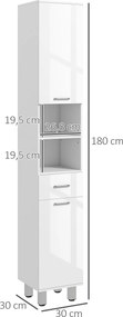 kleankin Szafka Łazienkowa, Szafka z Półkami i Szufladą, Regulowana, Biała