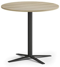 Stolik kawowy AURA, średnica 80 cm, czarna podstawa, dąb naturalny