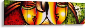 Obraz - Obraz olejny, abstrakcyjne twarze (170x50 cm)