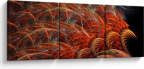 Obraz - Abstrakcyjna imitacja piór (z zegarem) (90x30 cm)