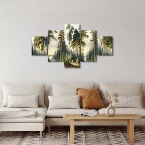 Obraz - Krajobraz lasów w stylu vintage (125x70 cm)