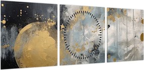 Obraz - Abstrakcja ze złotą kulą (z zegarem) (90x30 cm)