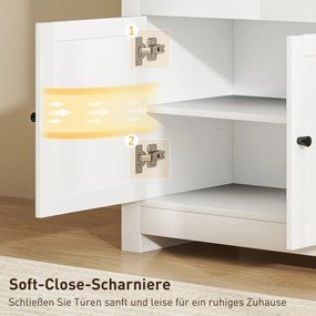 HOMCOM Komoda z dużą ilością miejsca, sideboard z drzwiami Soft-Close, 2 szuflady, regulowana półka, Biały