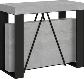 Konsola rozkładana 90x40/300cm Zamat cementu rama w kolorze antracytu