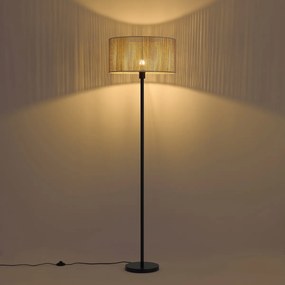 Lampa podłogowa czarna z beżowym abażurem z papierowego sznurka 50/50/25 - Simplo