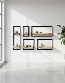 Brązowy zestaw drewnianych modułowych półek ściennych - Davero