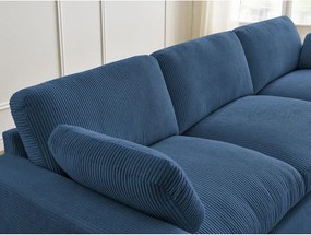 Niebieska sztruksowa sofa 250 cm Belair – Bobochic Paris