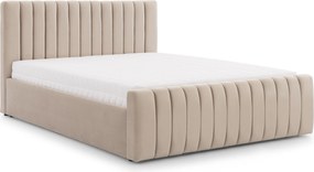 Łóżko tapicerowane Nicole 140x200 z pojemnikiem - beżowy welur Velluto 2