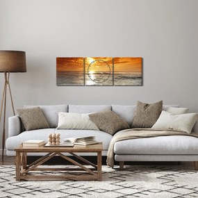 Obraz zachód słońca na Korsyce (z zegarem) (90x30 cm)