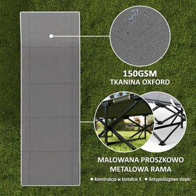 Outsunny Składane łóżko campingowe, z materacem, ergonomiczne, metalowy stelaż, Czarne
