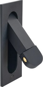 Zestaw 2 nowoczesnych lamp ściennych czarnych z LED i portem USB-C - Hilton