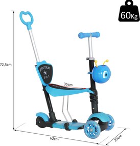 Hulajnoga dziecięca kickboard skuter miejski z regulacją wysokości aluminium niebieski | Aosom.pl