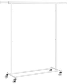 SongmicsHome Stojak na ubrania INEZ na kółkach, maks. 90kg, 83,5x45x160cm, biały