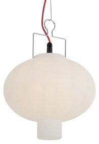 Zewnetrzna Lampa wisząca zewnętrzna biała 35 cm z czerwoną wtyczką IP44 - Pion Nowoczesny Oswietlenie zewnetrzne