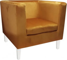 Fotel Monaco tkanina Welur : Kolor nogi - Biała, Kolor tkaniny - VELVET - MG15, Wysokość nogi - 15 cm