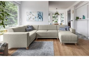 Beżowy rozkładany/ze schowkiem narożnik (lewostronny/w kształcie litery U) Classy Sophie – Miuform