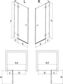 Mexen Lunar L drzwi prysznicowe uchylne lewe 135 cm, transparent, chrom - 834L-135-000-01-00-L