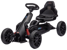 HOMCOM Gokart dla dzieci z regulowanym siedzeniem, pojazd na pedały, gokart z hamulcem ręcznym, 3-8 lat, zabawa na świeżym powietrzu, Czarny