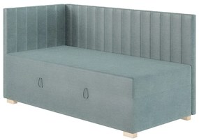 Niebieskie narożne łóżko dziecięce ze schowkiem i materacem 90x200 cm Snugi – Ghado