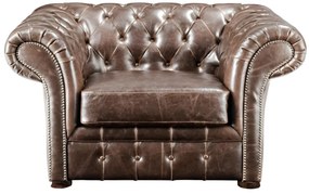 Fotel typu chesterfield z postarzanej skóry CLOTAIRE