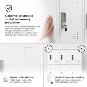 Szafka skrytkowa socjalna BHP biała: MARCIN, 900 x 1850 x 400 mm