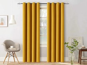 Żółta zasłona OXFORD 140x250 cm Zawieszanie: Taśma z wiązaniami