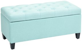 HOMCOM Ławka z Przestrzenią do Przechowywania, Poliester w Wyglądzie Lnu, Drewno Kauczukowe, 100 x 40 x 44 cm, Zielony