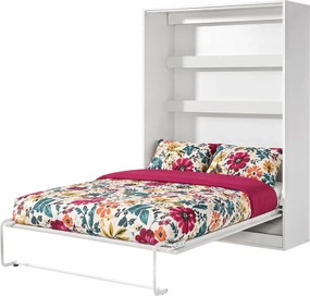 Pionowy tapczan otwierany z półką biały + czarny 140x200 B7-L63
