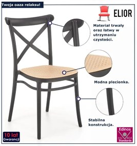 Plecione brązowo - czarne krzesło boho B2-W03