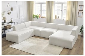 Biały narożnik modułowy z materiału bouclé (lewostronny/w kształcie litery U) Megeve – Bobochic Paris