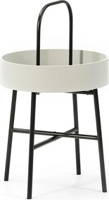 Stolik pomocniczy Jaipur z blatem MDF w kolorze szarym i konstrukcją metalową w matowym czarnym.