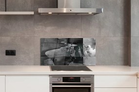 Panel szklany do Kuchni Czarno-Białe Niebo i Ludzie