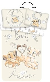 Jasnożółta bawełniana pościel dziecięca do łóżeczka 100x135 cm Lion King "Best Friends" – Jerry Fabrics