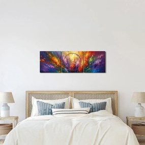 Obraz - Abstrakcja kwiatów (z zegarem) (90x30 cm)