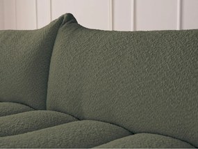 Zielony narożnik z materiału bouclé (lewostronny/z szezlongiem) Azra – Bobochic Paris