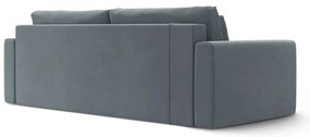 Szaroniebieska aksamitna rozkładana sofa ze schowkiem 238 cm Belfast – Cosmopolitan Design