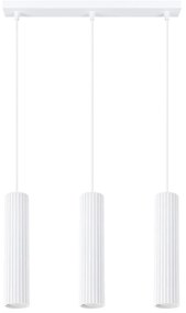 Lampa wisząca KARBON 3L biała ryflowana SOLLUX  LIGHTING