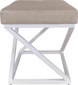 Pufa ZOA tkanina Welur loft ławka podnóżek metal : Kolor Stelaża - Biały, Kolor tkaniny - VELVET - MG09, Typ tkaniny - Velvet