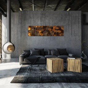 Obraz - Sześciokąty z brązu (170x50 cm)