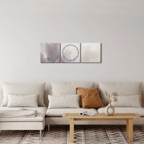Obraz - Krokusy (z zegarem) (90x30 cm)