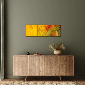 Obraz - Jesienne liście (z zegarem) (90x30 cm)