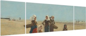 Obraz - Eugène Boudin, Women on the Beach at Berck, reprodukcje (170x50 cm)
