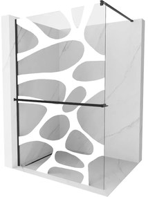 Mexen Kioto+ ścianka prysznicowa z półką Walk-in 100 x 200 cm, biały wzór, czarna - 800-100-121-70-97