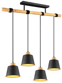 Czarno-naturalna lampa wisząca z metalowym kloszem ø 18 cm Harris – Trio