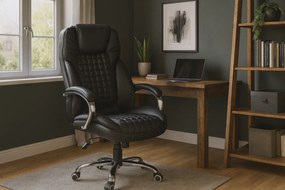 Czarny pikowany fotel obrotowy A4-D94